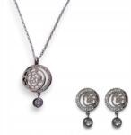  Acél fülbevaló és nyaklánc szett rózsa motívummal (AMDR)