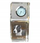  Amstaf Amstaff kristály asztali óra kutyával, saját fotóval (5055882416024)