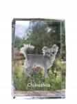 Art-Dog Chihuahua hosszú szőrű kutya kép kristályban, ajándéktárgy, trófea, szobor (5055882466111)