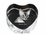 Art-Dog Devon Rex macska kristály szív, dísz, macska fénykép ajándéktárgy (5055882446588)