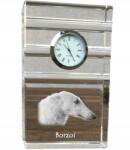 Art-Dog Orosz agár borzoj kristály asztali karóra kutyával az Ön fényképével (5060383201963)