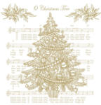 Ambiente Karácsonyi szalvéta - arany színű - karácsonyfa/kotta (VR-33312269)