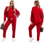 Kesi Bordó női melegítő szett rojtos pulóver és nadrág (5907302141712)