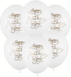 PartyDeco Fehér lufi - Happy Birthday To You 30 cm 50 db