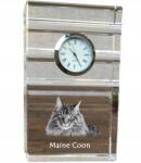  Maine Coon macska kristály asztali karóra az Ön fényképével, ajándéktárgy (5055882419025)