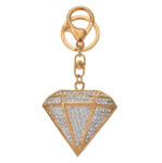 Clayre & Eef Fém kulcstartó gyémántkő forma, üveggyönggyel, 5x2x6cm (JZKC0181)