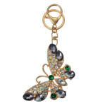 Clayre & Eef Fém kulcstartó pillangós, üveggyönggyel, 5x1x8cm (JZKC0191)