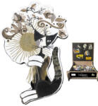 Fridolin Hűtőmágnes (MDF lap) 4x6cm, Rosina Wachtmeister: Cat Sepia, Blumenstrauss