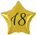  Arany Happy Birthday 18 Gold csillag fólia lufi 48 cm