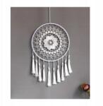  Álomfogó 20x30 cm makramé fali dekoráció boho zen fehér fonott (Księżyc Łapacz snów)