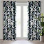 Takoy Draperie gata făcută SALLY din catifea cu imprimeu botanic frumos 140 x 270 cm