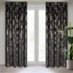Takoy Draperie GLORIA din catifea moale cu imprimeu sclipitor al frunzelor de palmier 140 x 300 cm