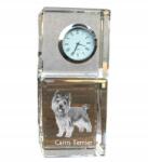 Art-Dog Cairn Terrier kristály asztali óra kutyával, fényképes ajándéktárgy (5055882416161)