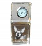  Cornish Rex macska kristály asztali óra saját fotóval, ajándéktárgy (5055882418127)