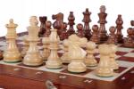 Sunrise Chess & Games Versenysakk French Lardy Gold No. 5, mahagóni, jávorfa, 34 figurával
