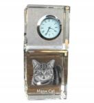 Art-Dog Manx macska kristály asztali óra saját fotóval, ajándéktárgy, jutalomfalat (5055882418448)