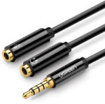 UGREEN Cablu adaptor AUX Splitter mini jack 3, 5 mm cu mufa microfon 20 cm negru (AV141 30620)