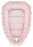 MimiNu Cosulet bebelus, MimiNu, Baby Nest 55 x 75 cm, Cu Volanase, Husa 100% bumbac, Colectia Royal, Powder Pink (5907501431041)