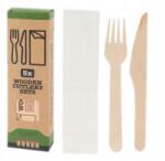  Fa evőeszköz készlet kés, villa, szalvéta (3815)