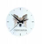  Chihuahua hosszú szőrű üveg falióra lógó geometrikus kutyával (5056739224885)