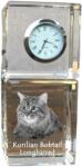 Art-Dog Kuril macska bobtail hosszú szőrű kristály asztali óra fényképpel (5055882418462)