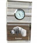 Art-Dog Pointer kristály asztali karóra kutyával, saját fotóval, ajándéktárgy (5060383449716)