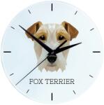 Art-Dog Foksterier durva szőrű üveg lógó falióra geometrikus kutyával (5056739224977)