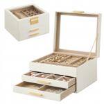 TEKAN Ékszerdoboz Tároló Rendszerező Elegáns Láda (SZKATUŁKA NA BIŻUTERIĘ BIAŁA 2 SZUFLADY)