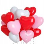 brokatove Lufik, szívek, rózsaszín, piros, fehér, party dekoráció, születésnap