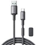 JOYROOM UNLIMITED adatkábel (USB - Type-C, 3A, gyorstöltő, 120cm + mágneses kábelrendező) SZÜRKE