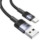USAMS SY adatkábel (USB - Type-C, 3A, PD gyorstöltő, 120cm, cipőfűző) FEKETE (163689)