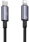 USAMS U82 adatkábel (Type-C - lightning, 30W, PD gyorstöltő, 25cm, cipőfűző) SÖTÉTSZÜRKE