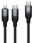 Nillkin DUALPOWER adatkábel 2in1 (Type-C - Type-C/lightning, 100W, PD gyorstöltő 3.0, 100cm, cipőfűz