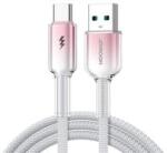 JOYROOM CRYSTAL-CLEAR adatkábel (USB - Type-C, 3A, gyorstöltő, 120cm, cipőfűző) FEHÉR (166041)