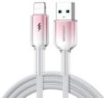 JOYROOM CRYSTAL-CLEAR adatkábel (USB - lightning, 3A, gyorstöltő, 120cm, cipőfűző) FEHÉR (166039)
