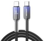 JOYROOM CRYSTAL-CLEAR adatkábel (Type-C - lightning, 3A, gyorstöltő, 120cm, cipőfűző) FEKETE