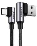 UGREEN US176 adatkábel (USB - Type-C, 3A, gyorstöltő 3.0, 100cm, 90 fokos, cipőfűző) SÖTÉTSZÜRKE