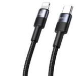 USAMS SY SERIES adatkábel (Type-C - lightning, 3A, 30W, gyorstöltő, 120cm) FEKETE