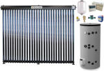 Fornello Sistem solar presurizat, panou Fornello 30 Tuburi Heat Pipe, boiler cu 2 serpentine si rezistenta electrica Eldom 300 litri cu montaj pe sol, pompa 25-60, controller, vas expansiune, antigel, supapa 1