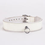Devil Sticks Patent Leather Collar with Lamb Leather Backing White