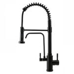 Welland Rialto-Max 3 utas / vízszűrős mosogató csaptelep - kihúzható zuhanyfej (fekete)