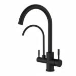 Welland Rialto 3 utas / vízszűrős mosogató csaptelep - kihúzható zuhanyfej (fekete) (S1136)