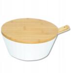 KESPER Saláta- és gyümölcstál evőeszközzel, Ø 26 cm, műanyag/bambusz, fehér Kesper 32620 (4000270326202)