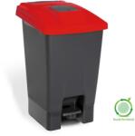 PLANET Szelektív hulladékgyűjtő konténer, műanyag, pedálos, antracit/piros, 100L - klin