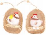 Autronic Dekorációs juta tojás plüss csirkével AC771294 (au-AC771294)
