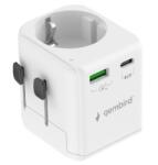 Gembird ALIMENTATOR retea 220V GEMBIRD, universal, EU la conectori: US/UK/CN/AU, cu impamantare, 1x Schuko, 1x USB Type-C PD 20W, 1x USB-A QC 18W, siguranta 10A, max. 2500W, alb, " TPA-EU1A1C20-01-W&a… (TPA-E