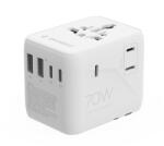 Gembird ALIMENTATOR retea 220V GEMBIRD, universal, conectori: US/UK/EU/AU, 2x USB Type-C PD 70W, 2x USB-A 15W, siguranta 10A, max. 2500W, alb, " TPA-2A3C70-01-W" (timbru verde 0.8 lei) (TPA-2A3C70-01-W)