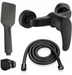  Zuhany Csaptelep Fali Szett Tömlő Fülhallgató Matt Fekete (400160)