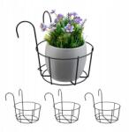 Relaxdays Fém fekete virágcserép tartók Relaxdays 4 darabos szett (10049549)