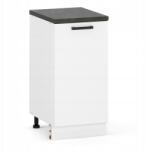 ULWE Álló Konyhaszekrény 1D Alsó 40cm Fehér Matt Könyvespolc Melléklet Szett Modul (E-SD 40 1D B/BM)